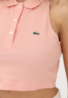 LACOSTE Polo crop rosa pesca da donna con logo PF3123 UI2 LACOSTE 
