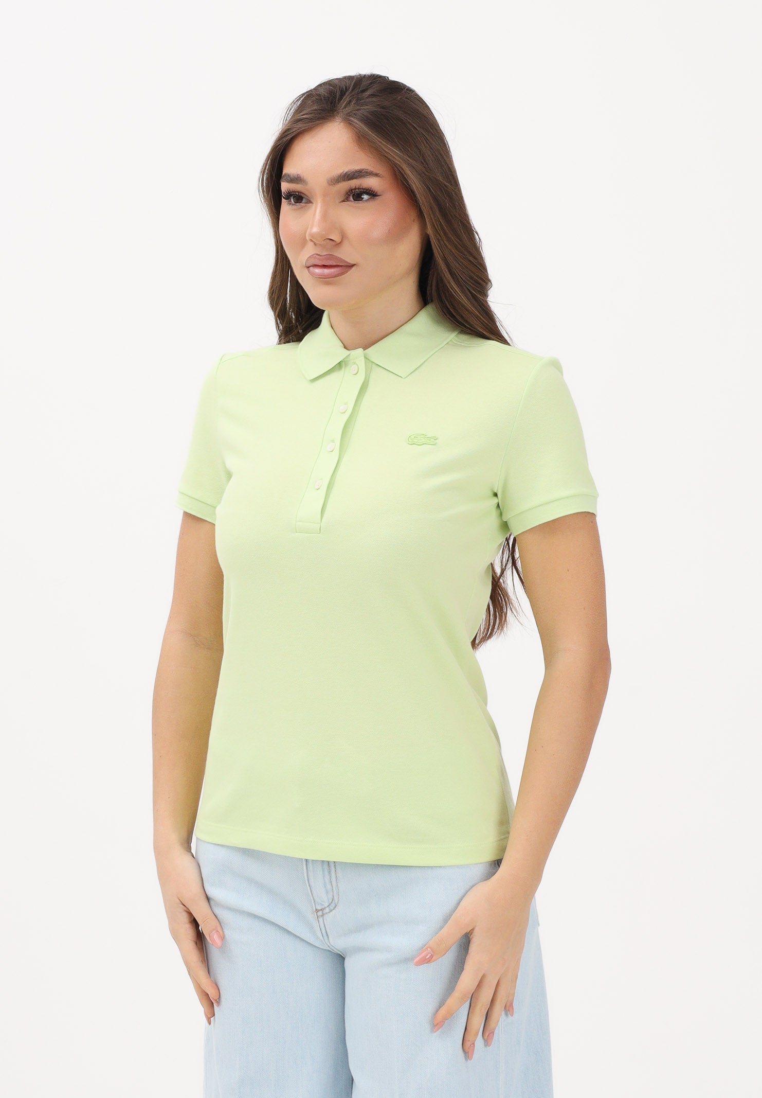 LACOSTE Polo a manica corta verde da donna con logo PF5462 BIC LACOSTE 