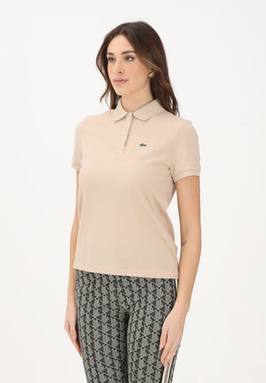 LACOSTE Polo a manica corta beige da donna con patch logo PF7839 X6F LACOSTE 