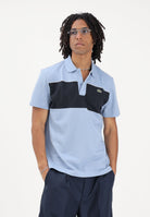LACOSTE Polo a manica corta celeste e blu da uomo con motivo color block PH0895 3PT LACOSTE 