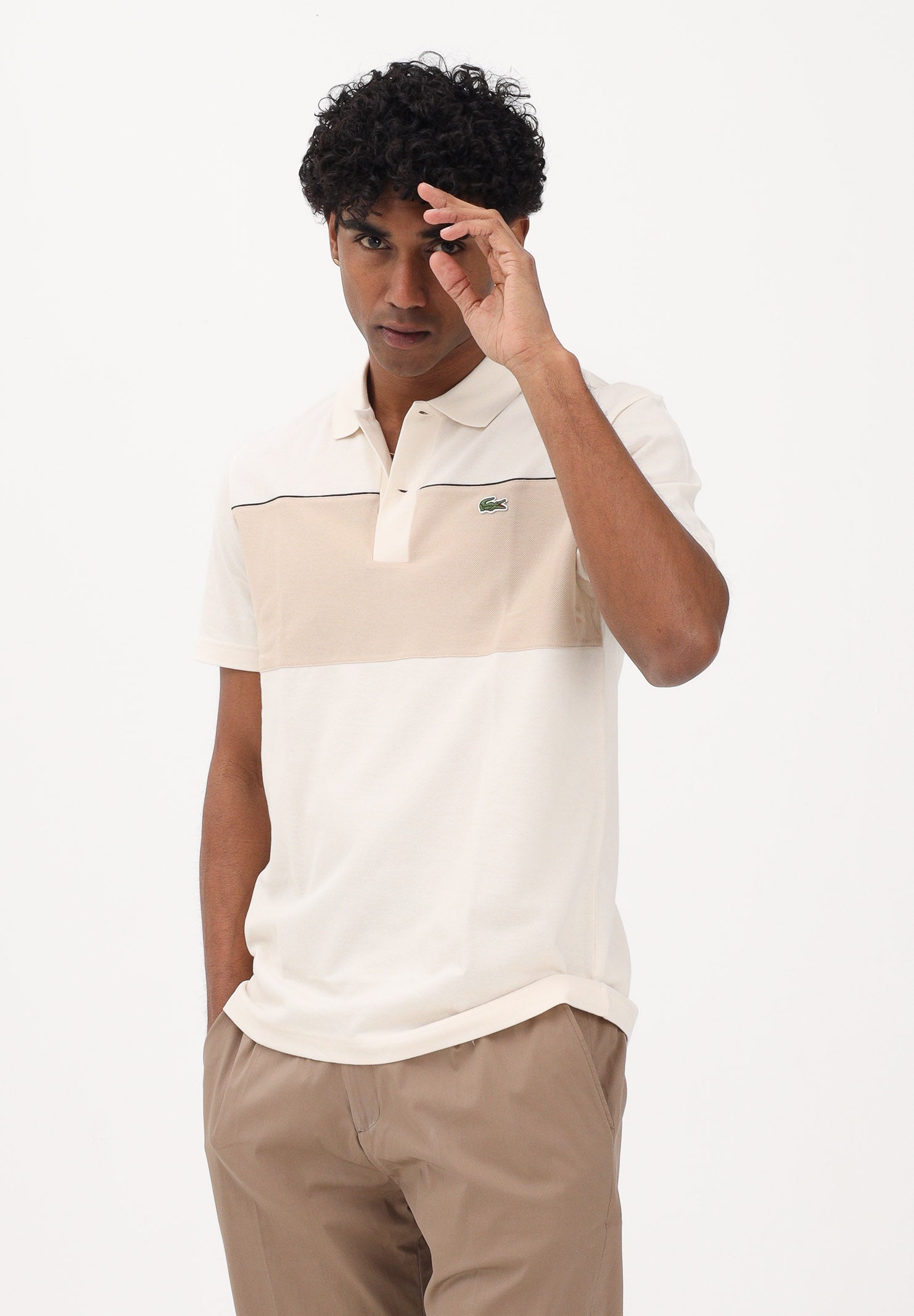 LACOSTE Polo a manica corta beige da uomo con motivo color block PH0895 3RR LACOSTE 