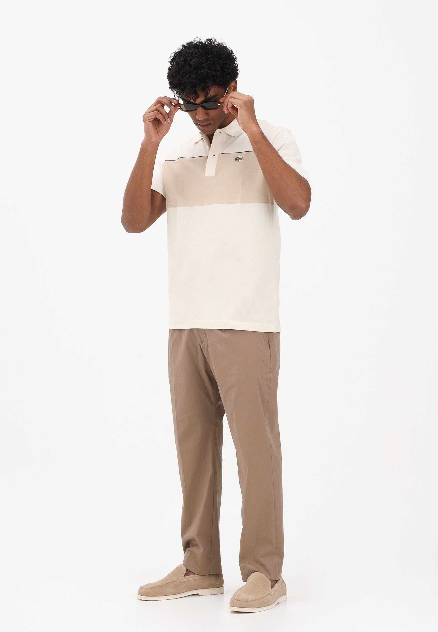 LACOSTE Polo a manica corta beige da uomo con motivo color block PH0895 3RR LACOSTE 