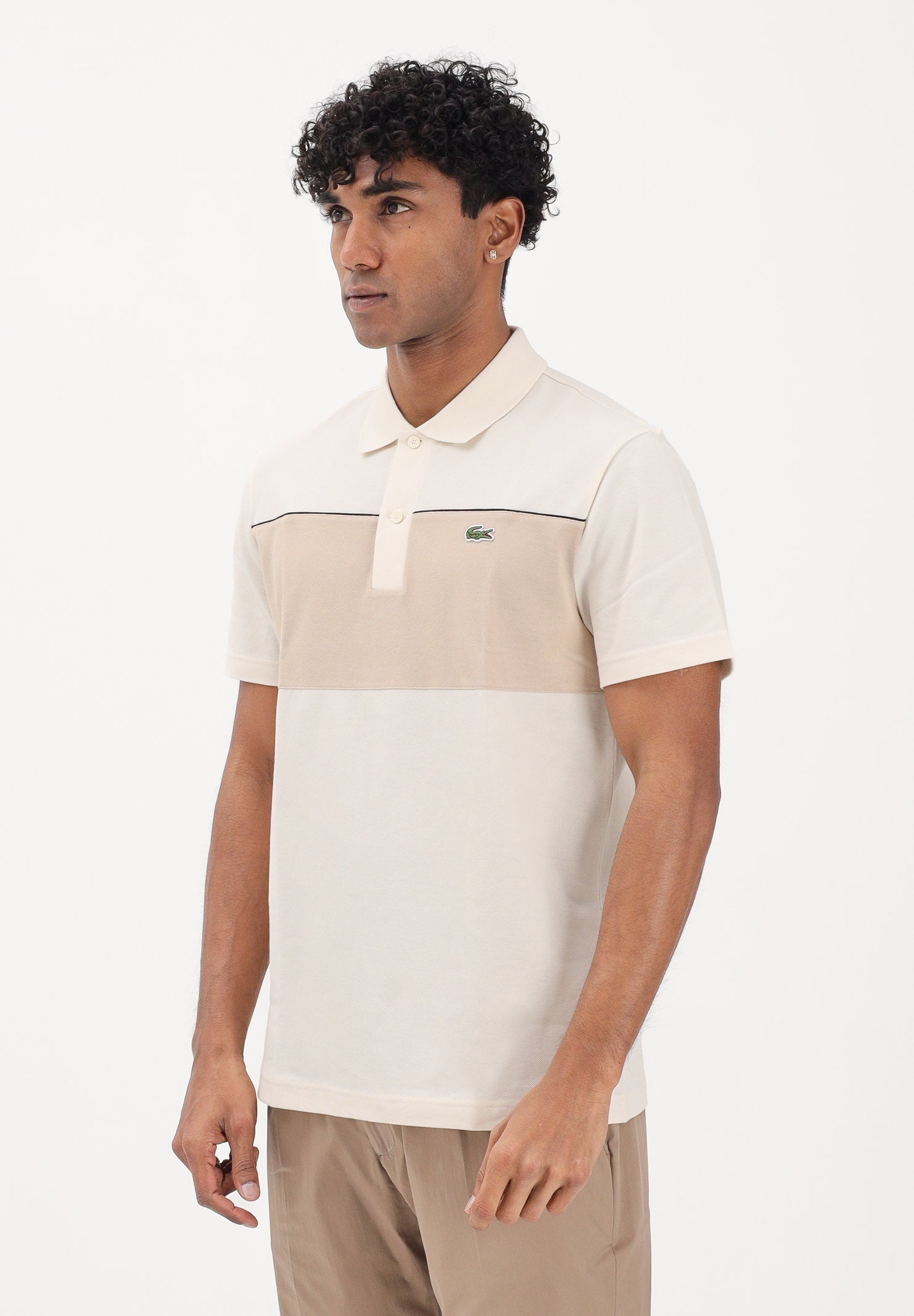 LACOSTE Polo a manica corta beige da uomo con motivo color block PH0895 3RR LACOSTE 