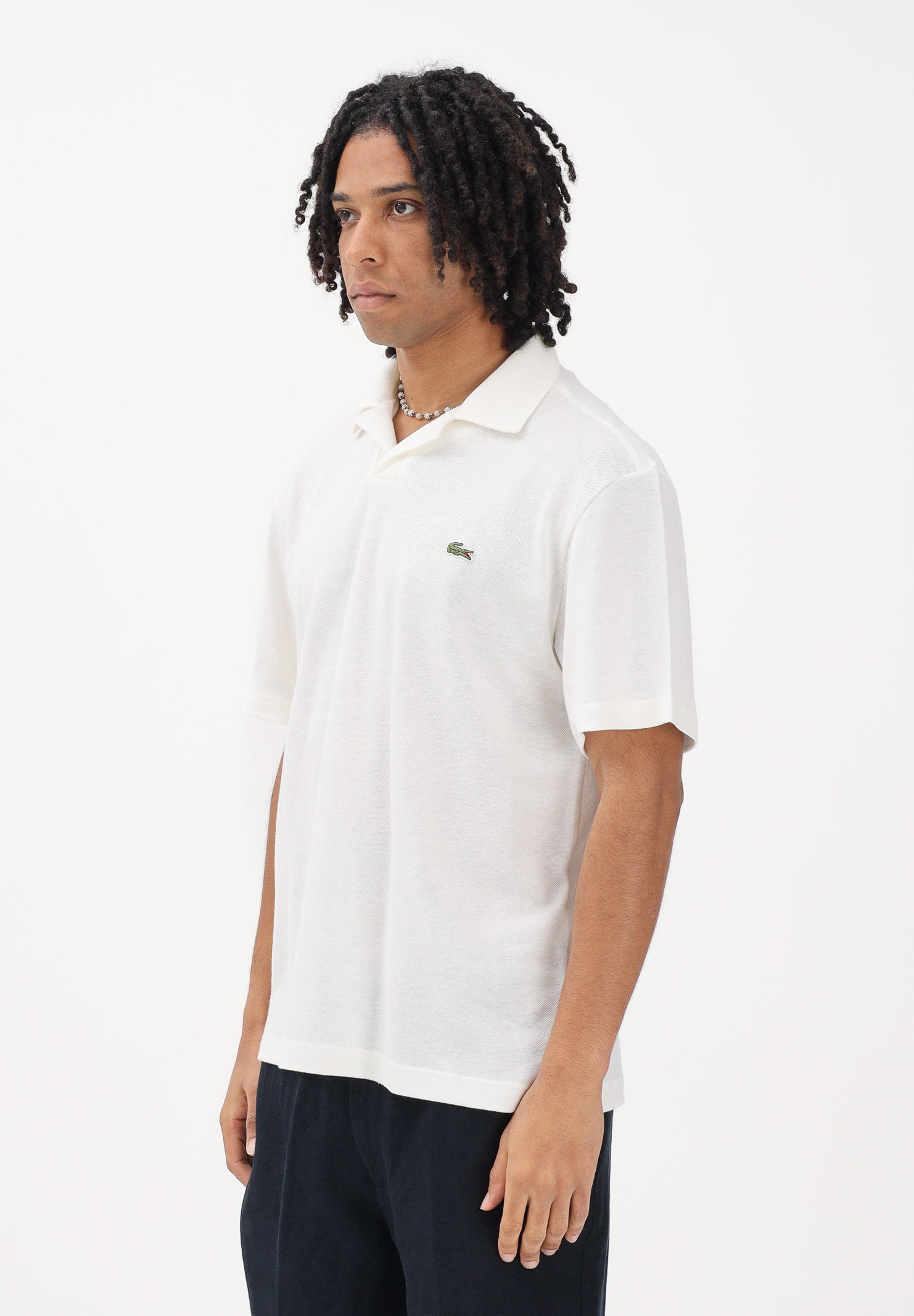 LACOSTE Polo a manica corta bianca da uomo in cotone-lino PH2449 70V LACOSTE 