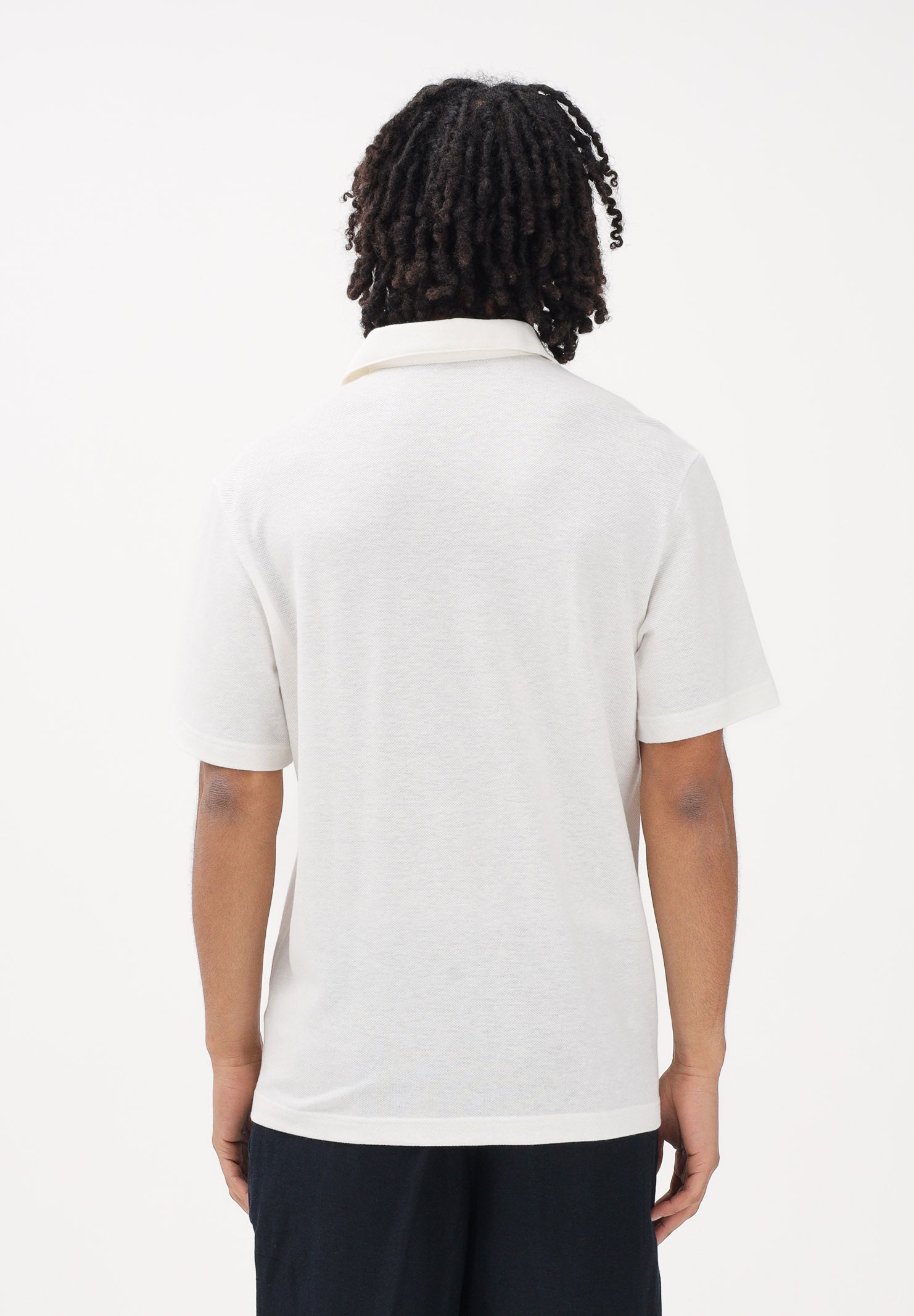 LACOSTE Polo a manica corta bianca da uomo in cotone-lino PH2449 70V LACOSTE 