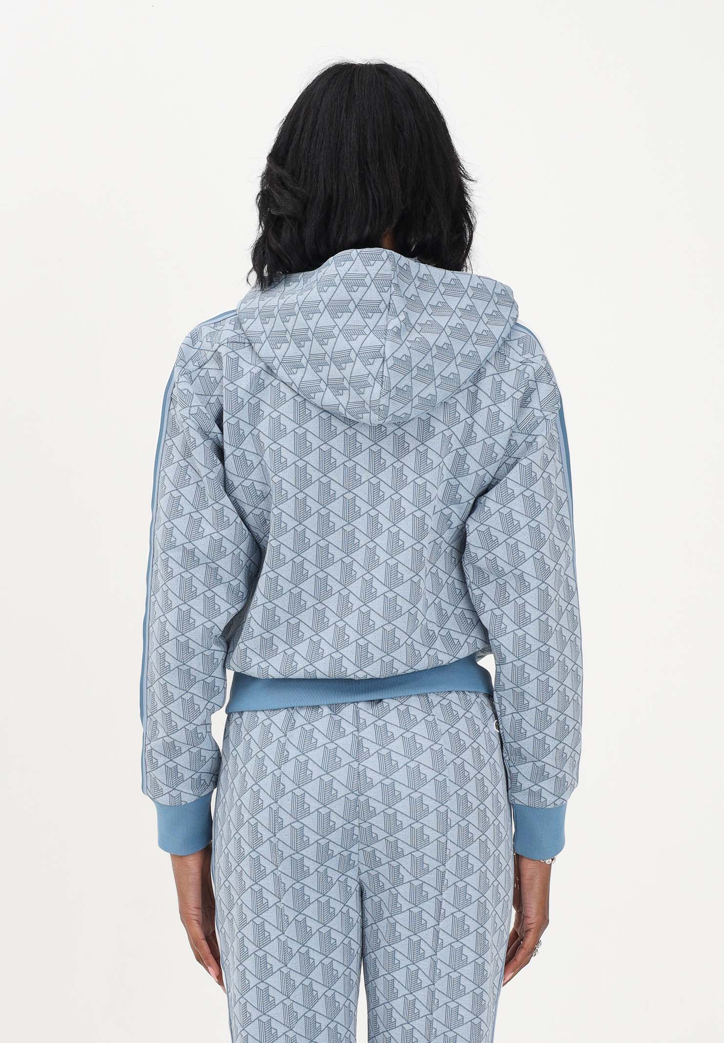 LACOSTE Felpa con zip azzurra da donna in jacquard con monogramma SF7606 1QI LACOSTE 