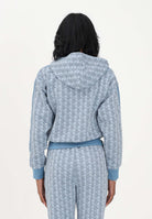 LACOSTE Felpa con zip azzurra da donna in jacquard con monogramma SF7606 1QI LACOSTE 