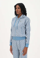LACOSTE Felpa con zip azzurra da donna in jacquard con monogramma SF7606 1QI LACOSTE 