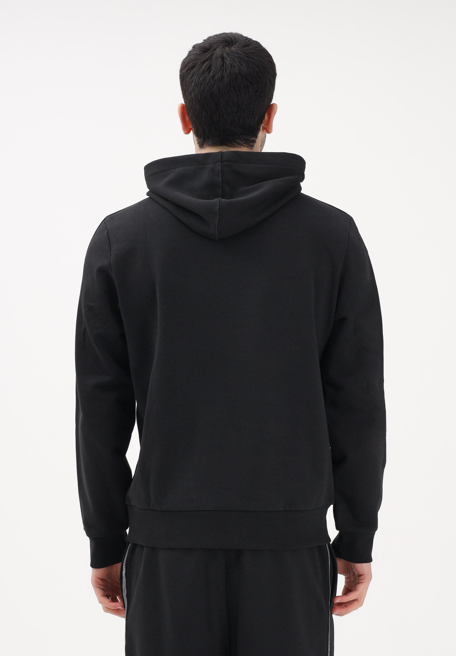 LACOSTE Felpa con cappuccio nera da uomo con bordi logati SH0884 031 LACOSTE 