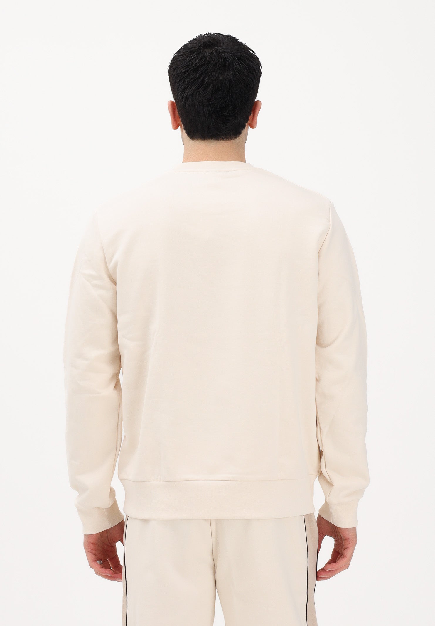 LACOSTE Felpa girocollo beige da uomo con motivo color block SH0887 3RR LACOSTE 