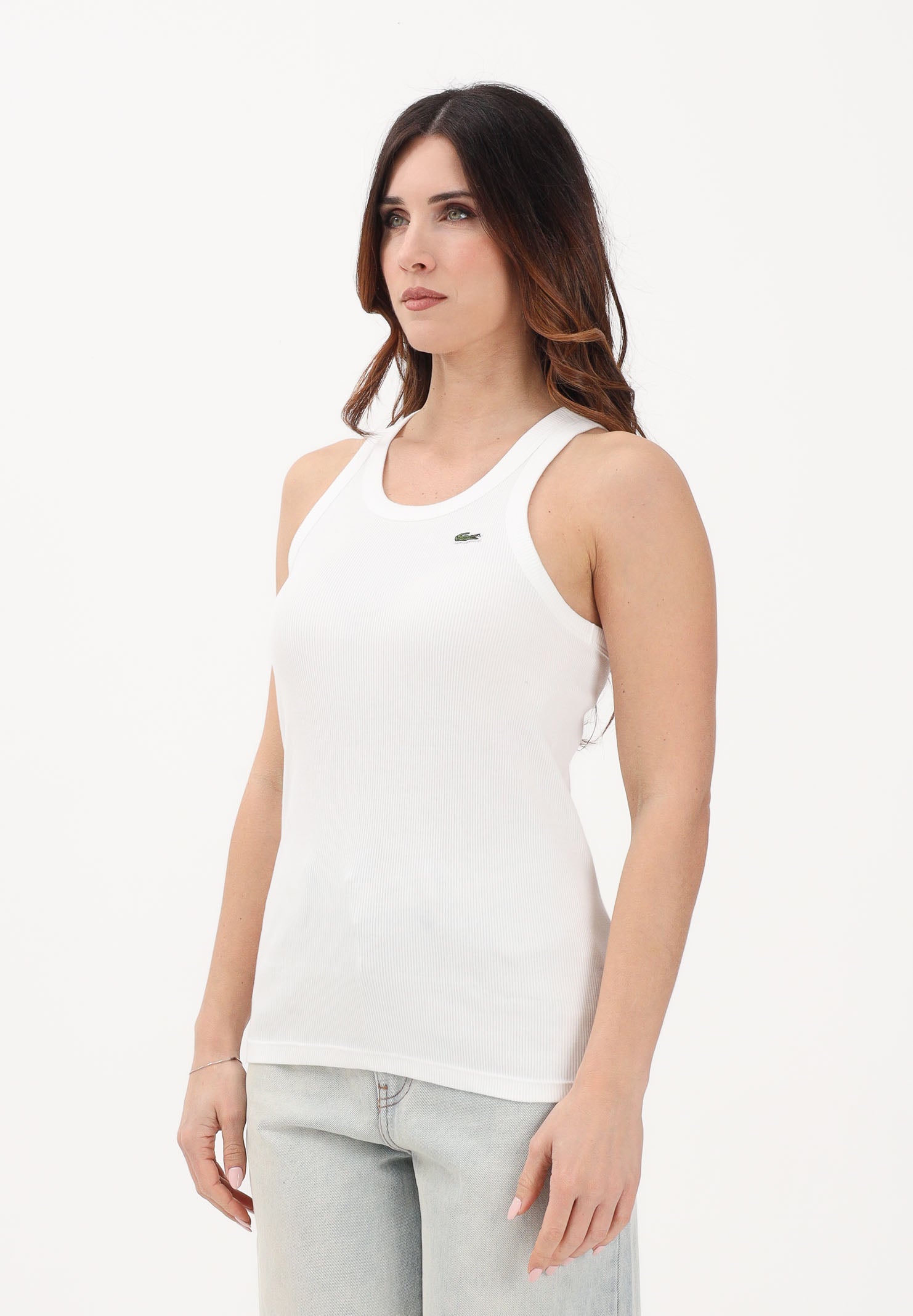 LACOSTE Canotta bianca da donna con logo TF5388 70V LACOSTE 