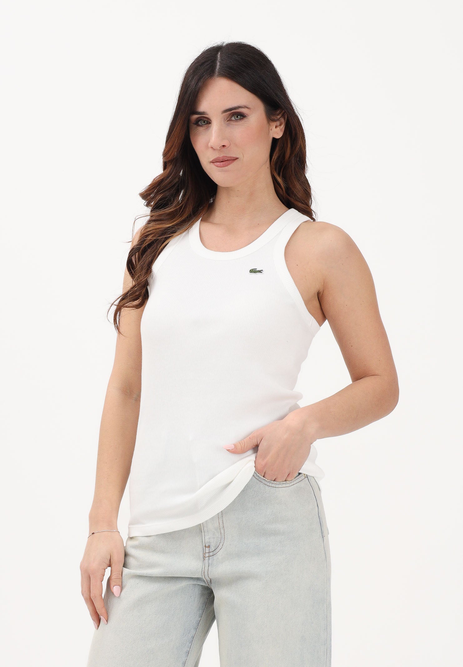 LACOSTE Canotta bianca da donna con logo TF5388 70V LACOSTE 