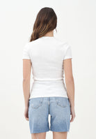 LACOSTE T-shirt a manica corta bianca da donna in cotone a costine TF5538 70V LACOSTE 