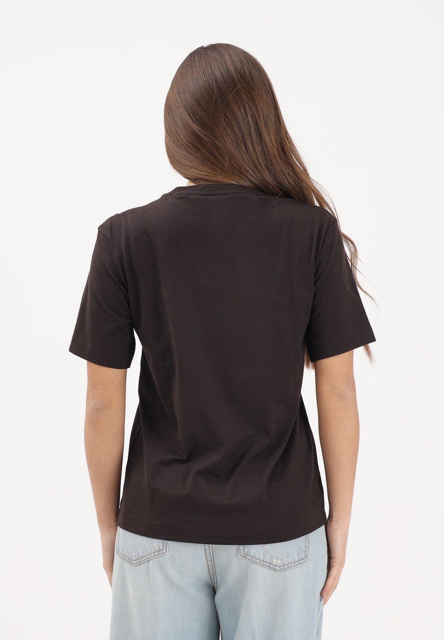 LACOSTE T-shirt a manica corta marrone da donna con patch logo TF7215 3LA LACOSTE 