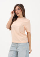 LACOSTE T-shirt a manica corta rosa pesca da donna con patch logo TF7215 BIG LACOSTE 