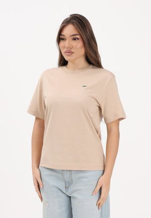 LACOSTE T-shirt a manica corta beige da donna con patch logo TF7215 X6F LACOSTE 