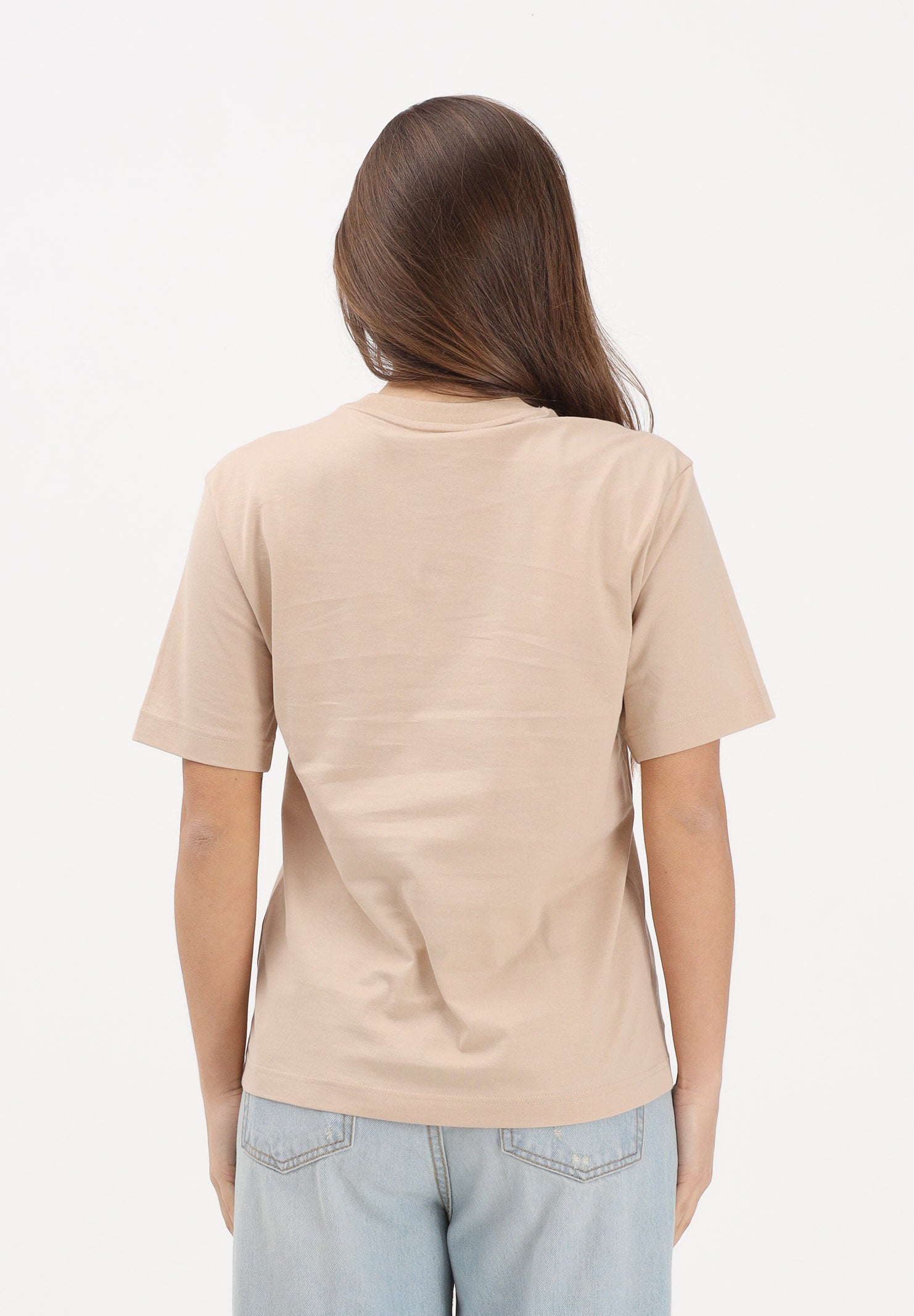LACOSTE T-shirt a manica corta beige da donna con patch logo TF7215 X6F LACOSTE 
