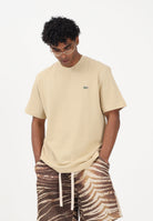LACOSTE T-shirt a manica corta beige da uomo in piqué pesante di cotone e lino TH0629 8XF LACOSTE 