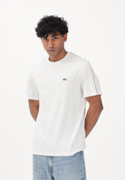 LACOSTE T-shirt a manica corta bianca da uomo con fascia a righe firmata TH0888 70V LACOSTE 