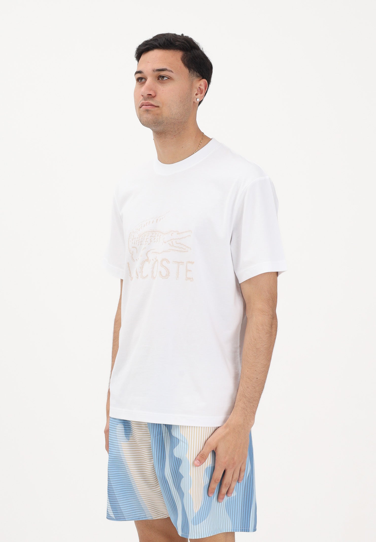 LACOSTE T-shirt a manica corta bianca da uomo con stampa<BR/> TH1427 001 LACOSTE 