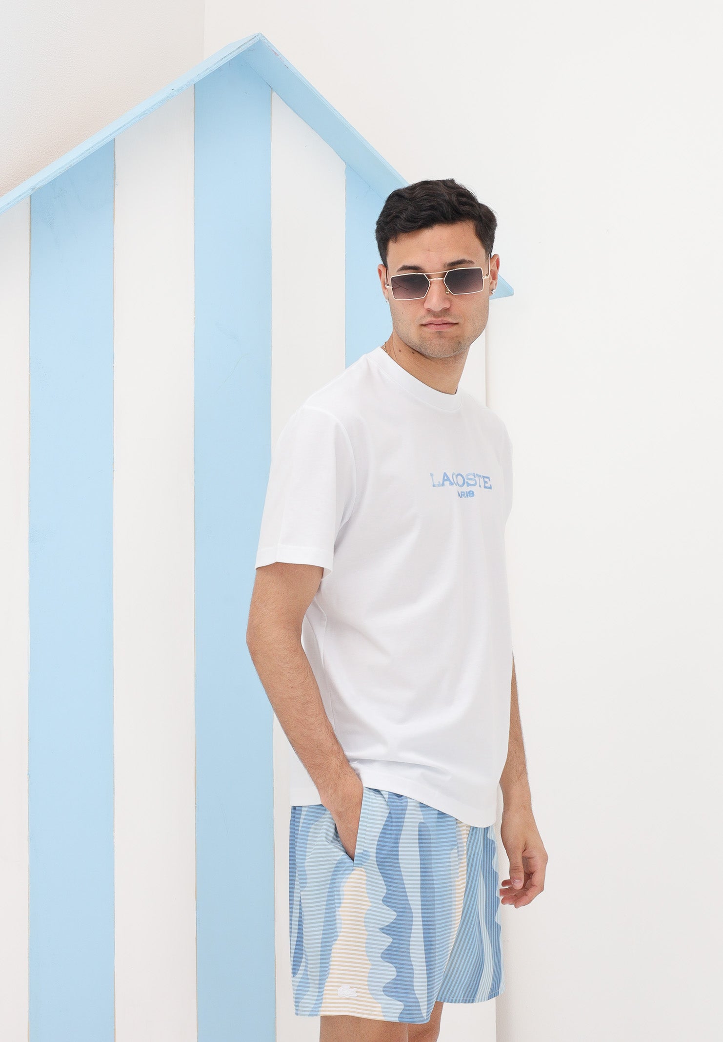 LACOSTE T-shirt a manica corta bianca da uomo con stampa TH1435 001 LACOSTE 