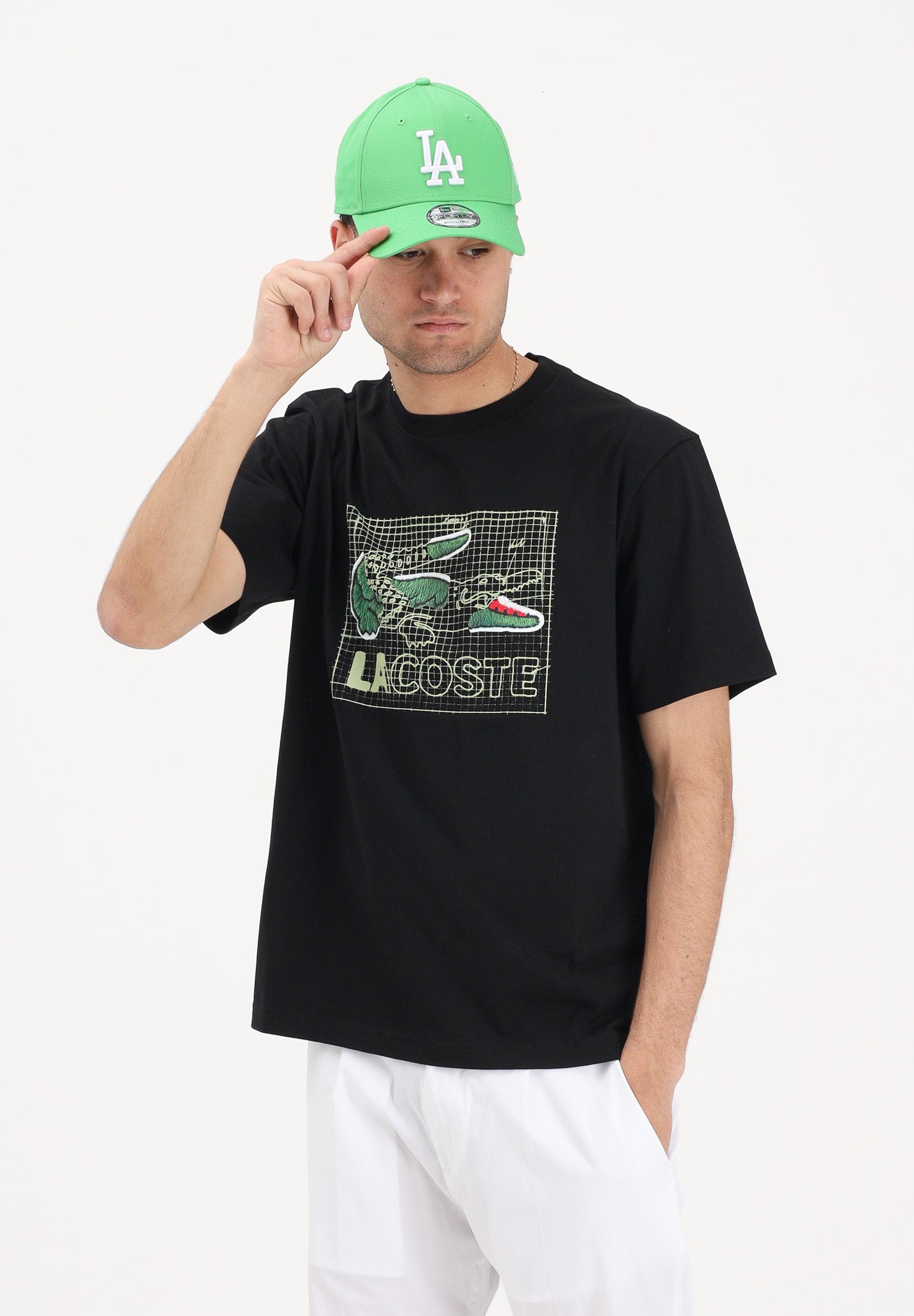 LACOSTE T-shirt a manica corta nera da uomo con stampa TH1446 031 LACOSTE 