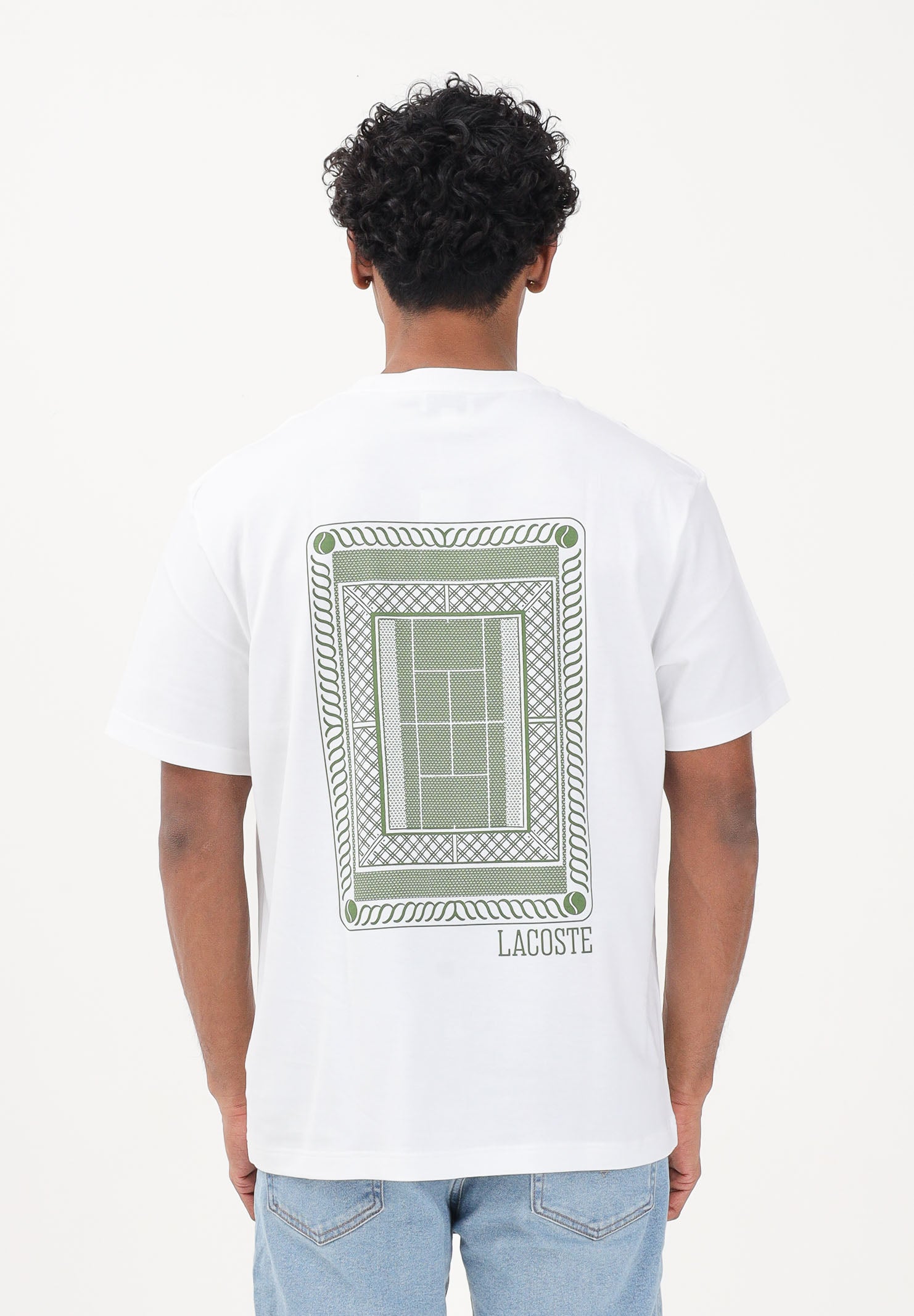 LACOSTE T-shirt a manica corta bianca da uomo in jersey stampato TH1750 001 LACOSTE 