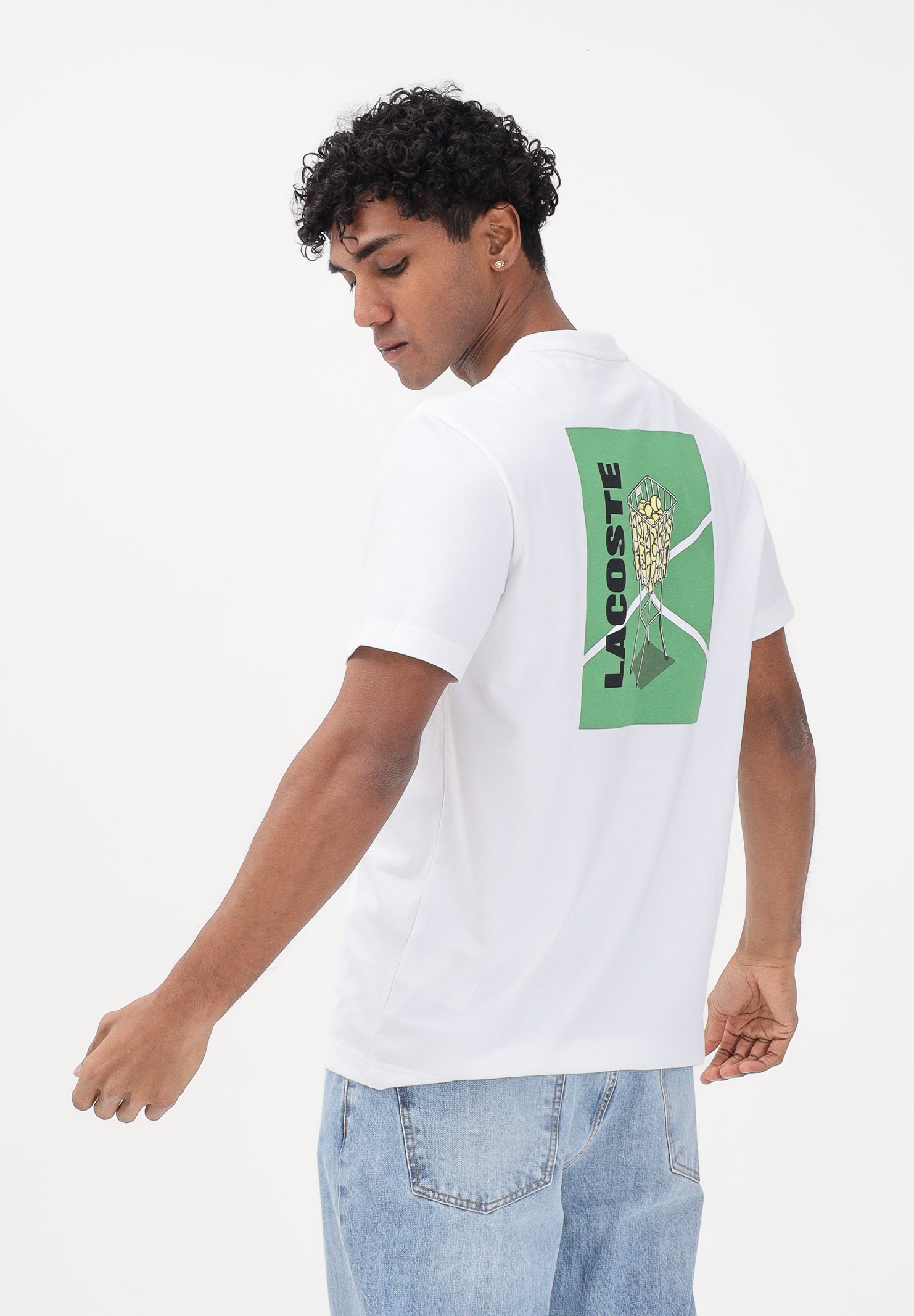 LACOSTE T-shirt a manica corta bianca da uomo stampata Ultra Dry TH4762 001 LACOSTE 