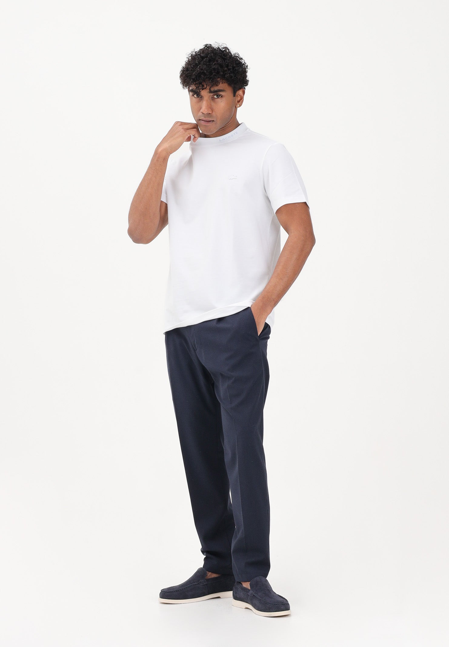 LACOSTE T-shirt a manica corta bianca da uomo in piqué con marchio jacquard TH5060 001 LACOSTE 