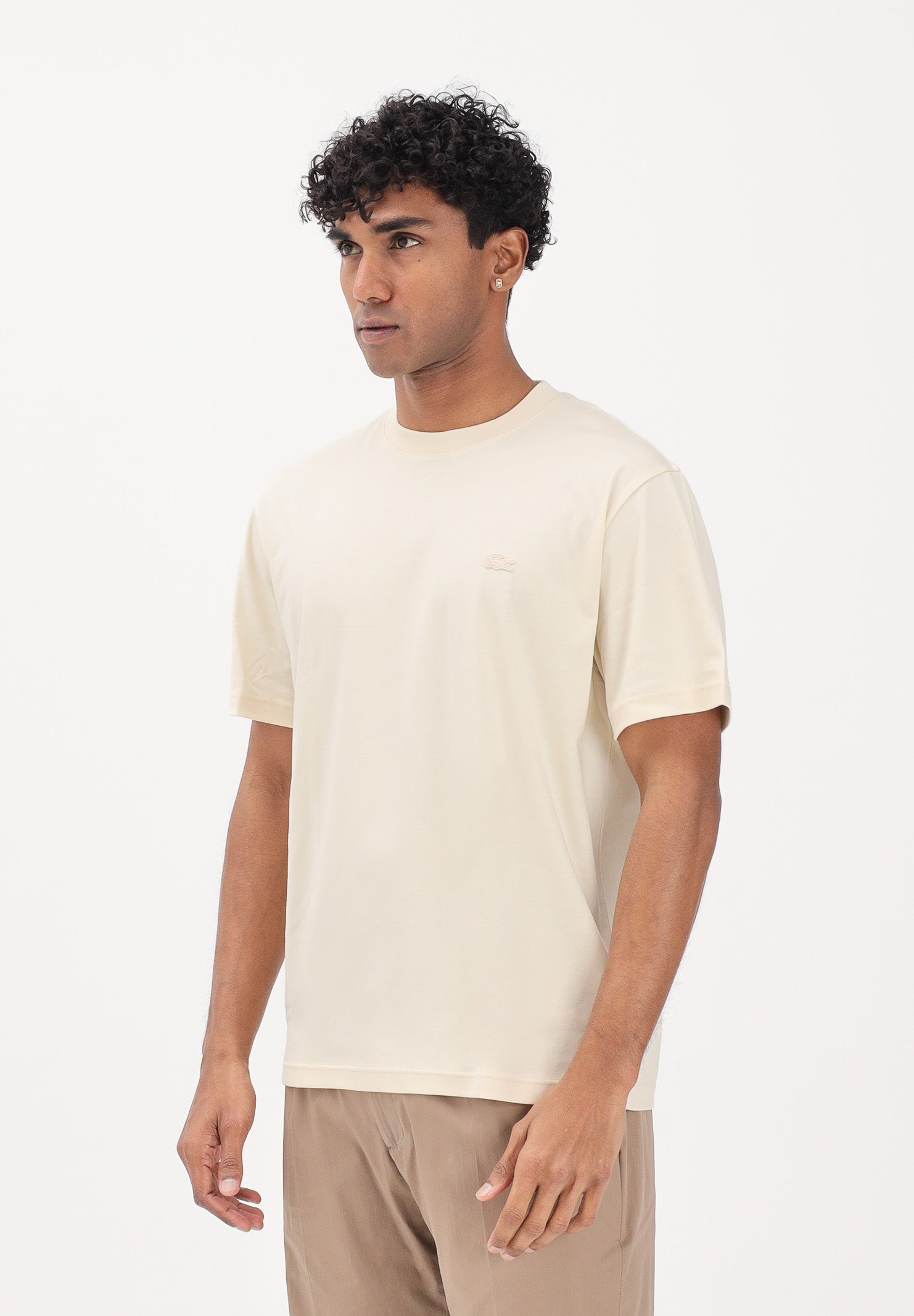LACOSTE T-shirt a manica corta beige da uomo con logo TH5931 056 LACOSTE 
