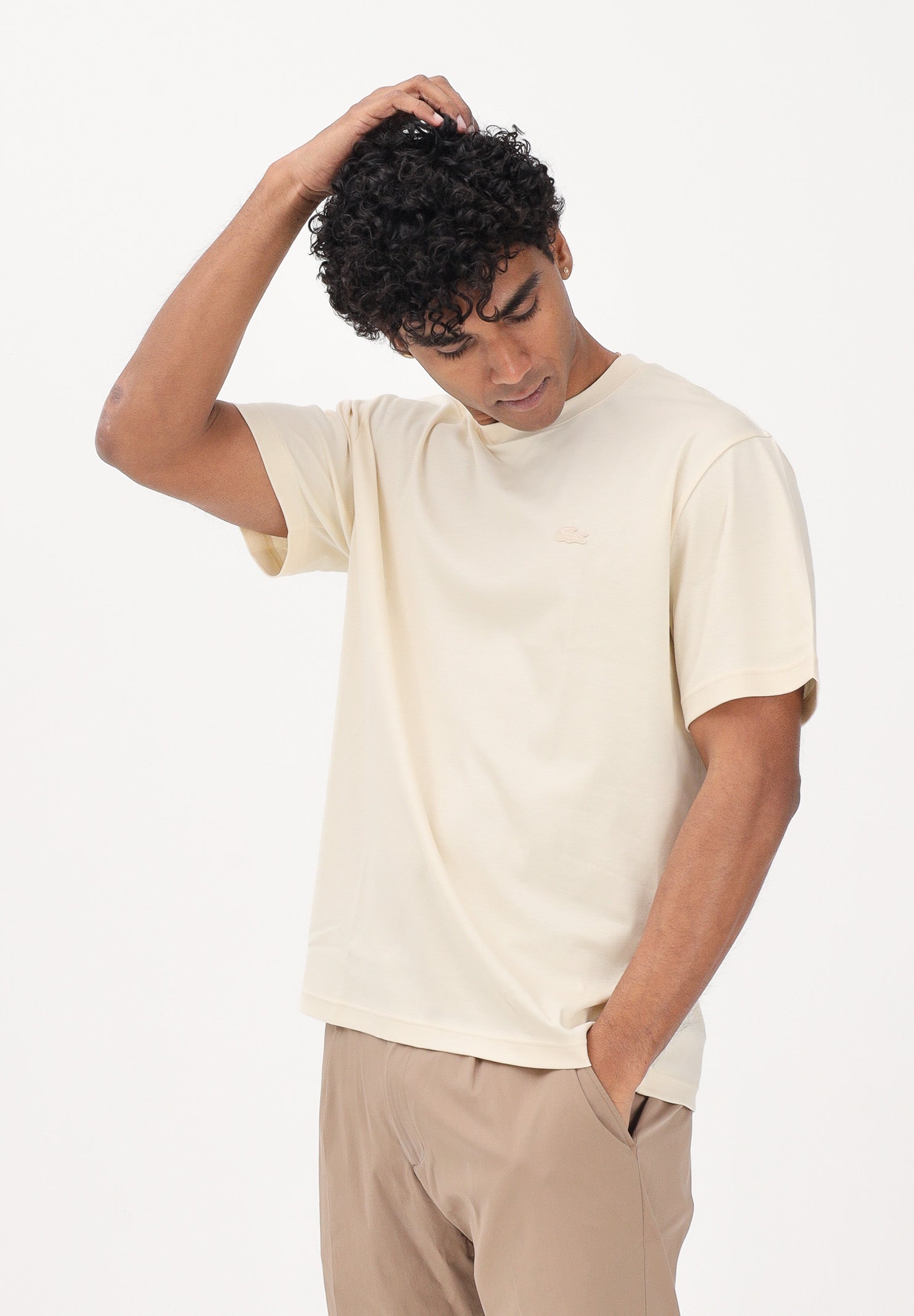 LACOSTE T-shirt a manica corta beige da uomo con logo TH5931 056 LACOSTE 