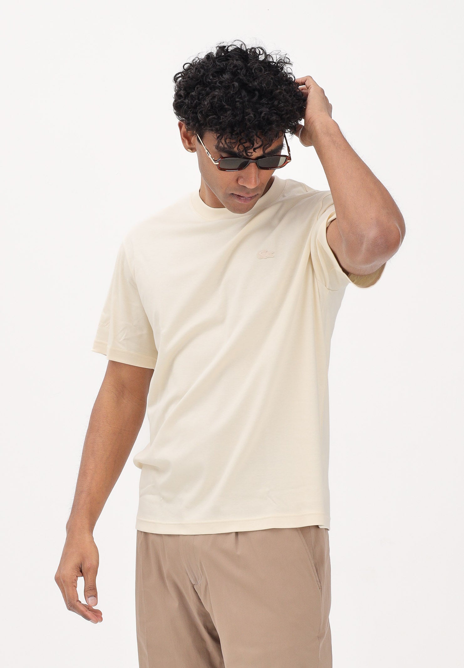 LACOSTE T-shirt a manica corta beige da uomo con logo TH5931 056 LACOSTE 