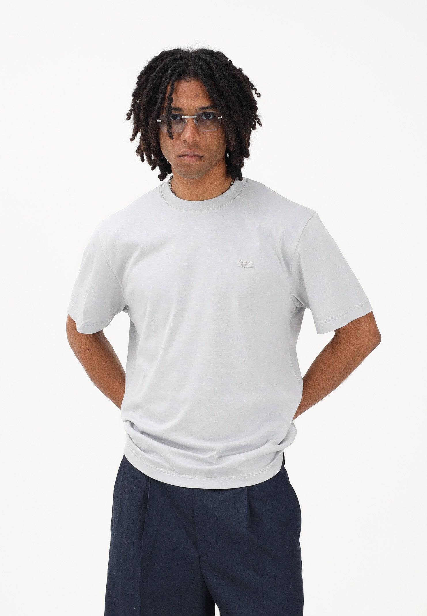 LACOSTE T-shirt a manica corta grigia da uomo con logo TH5931 ACZ LACOSTE 
