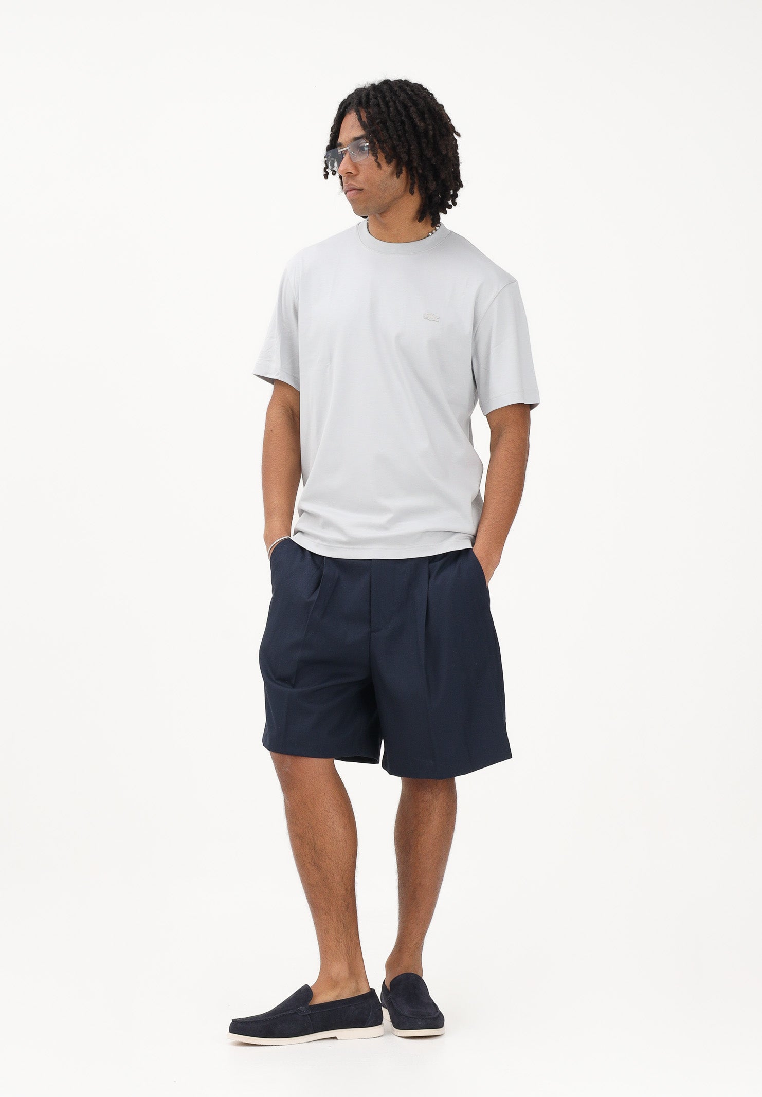 LACOSTE T-shirt a manica corta grigia da uomo con logo TH5931 ACZ LACOSTE 
