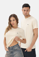 LACOSTE T-shirt a manica corta panna per uomo e donna con patch logo TH6709 056 LACOSTE 
