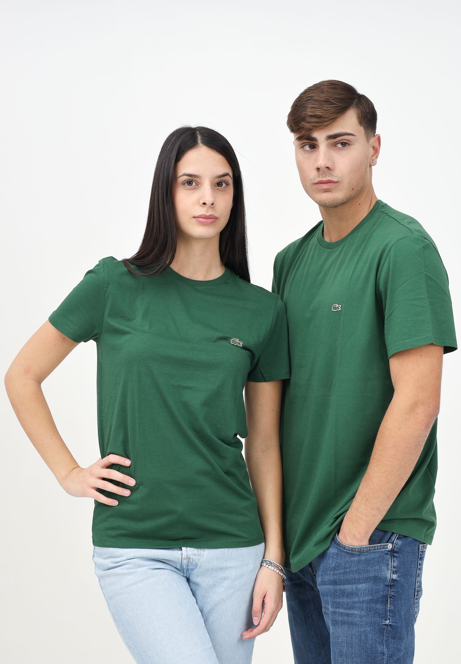 LACOSTE T-shirt a manica corta verde per uomo e donna con patch logo TH6709 132 LACOSTE 