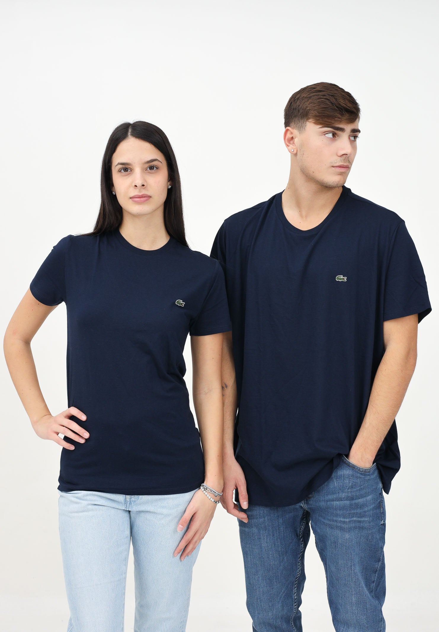 LACOSTE T-shirt a manica corta blu per uomo e donna con patch logo TH6709 166 LACOSTE 
