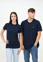 LACOSTE T-shirt a manica corta blu per uomo e donna con patch logo TH6709 166 LACOSTE 