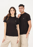 LACOSTE T-shirt a manica corta marrone per uomo e donna con patch logo TH6709 3LA LACOSTE 
