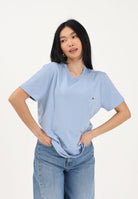 LACOSTE T-shirt a manica corta celeste per uomo e donna con patch logo TH6709 AEY LACOSTE 