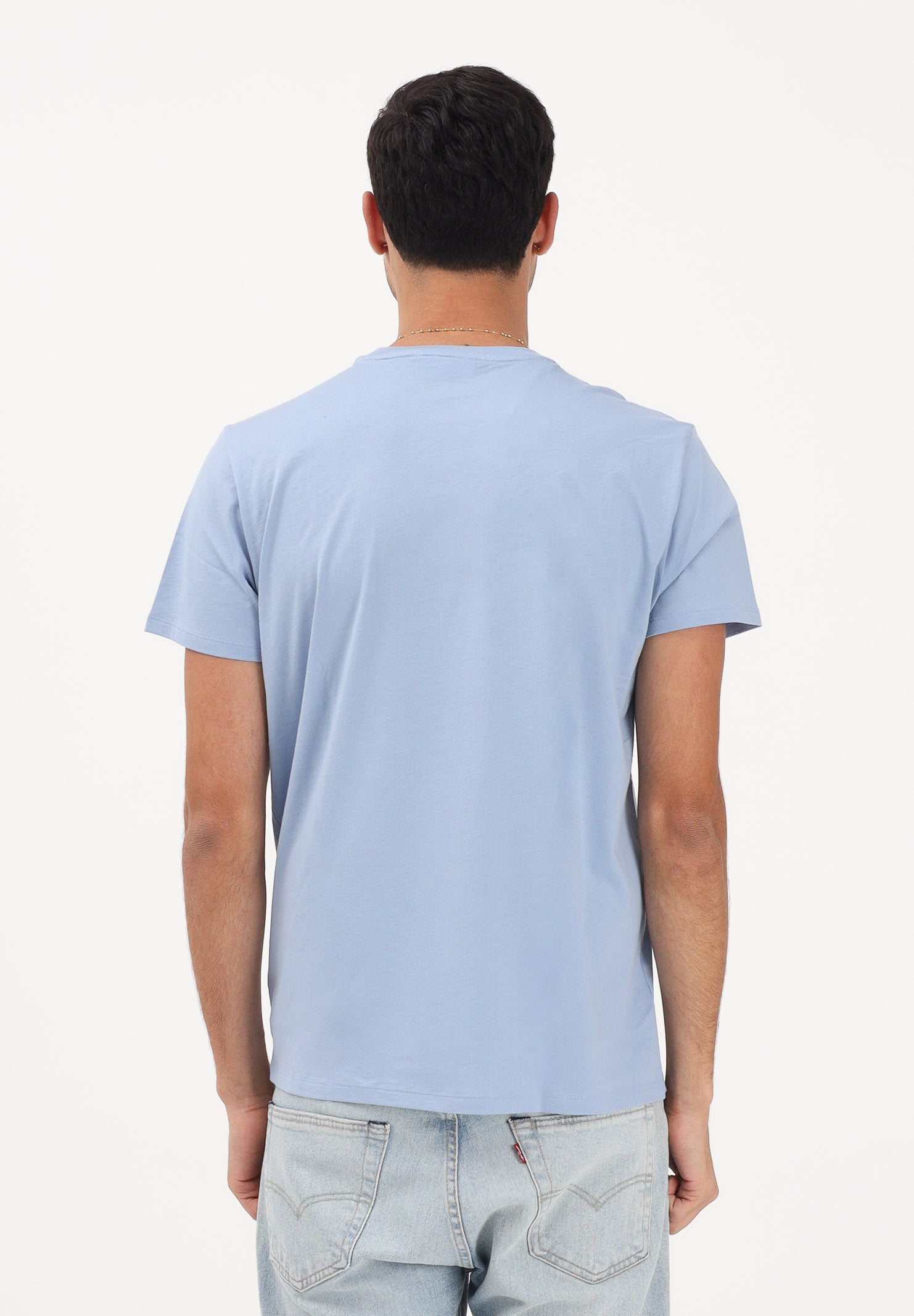 LACOSTE T-shirt a manica corta celeste per uomo e donna con patch logo TH6709 AEY LACOSTE 