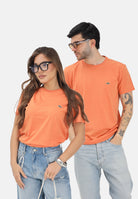 LACOSTE T-shirt a manica corta arancione per uomo e donna con patch logo TH6709 IY0 LACOSTE 