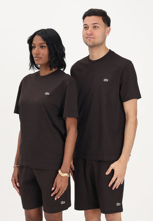 LACOSTE T-shirt a manica corta marrone per uomo e donna con logo TH7318 3LA LACOSTE 