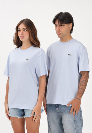 LACOSTE T-shirt a manica corta celeste per uomo e donna con patch coccodrillo TH7318 J2G LACOSTE 