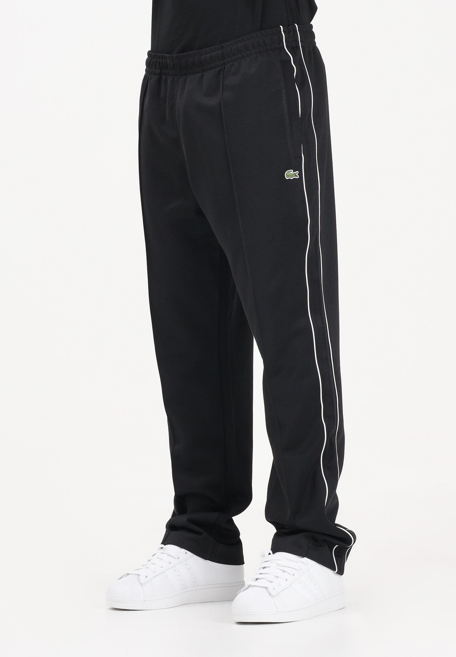 LACOSTE Pantalone sportivo nero da uomo in piqué con bordo XH0628 031 LACOSTE 