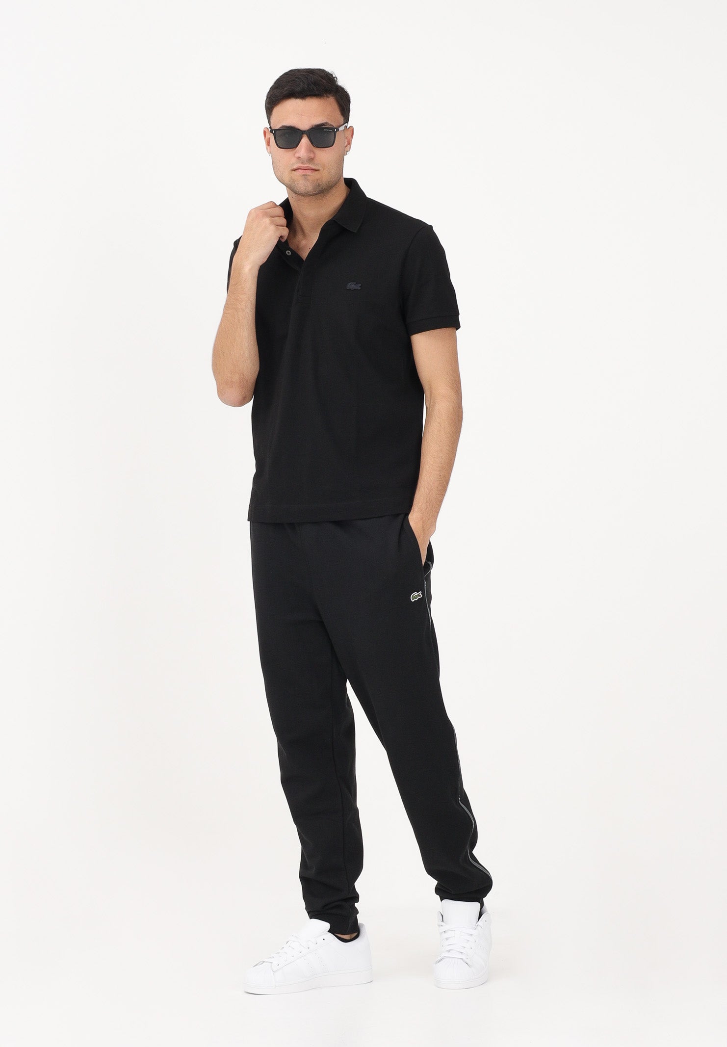 LACOSTE Pantalone sportivo nero da uomo con rifiniture laterali logate XH0883 031 LACOSTE 