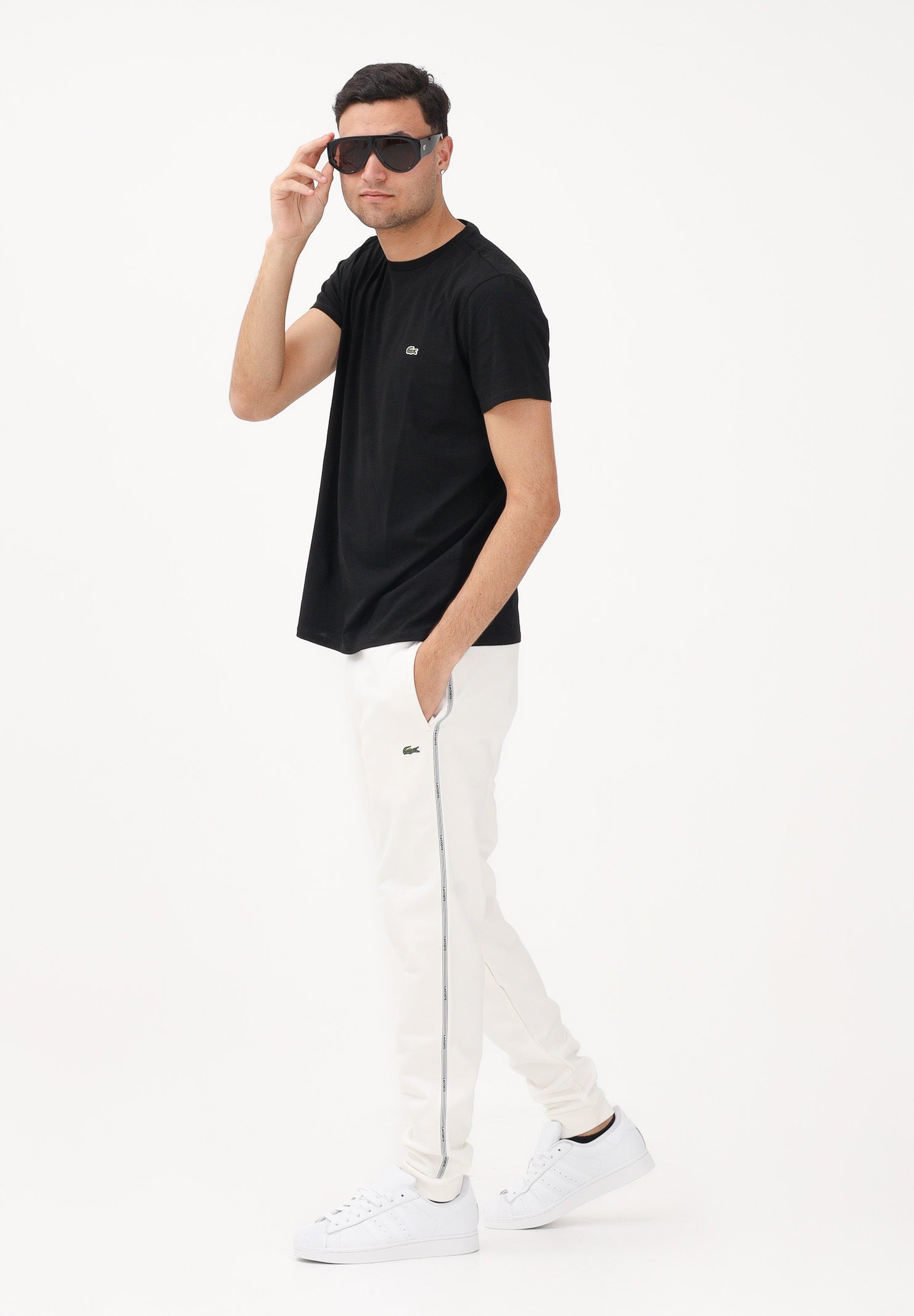 LACOSTE Pantalone sportivo bianco da uomo con rifiniture laterali logate XH0883 70V LACOSTE 