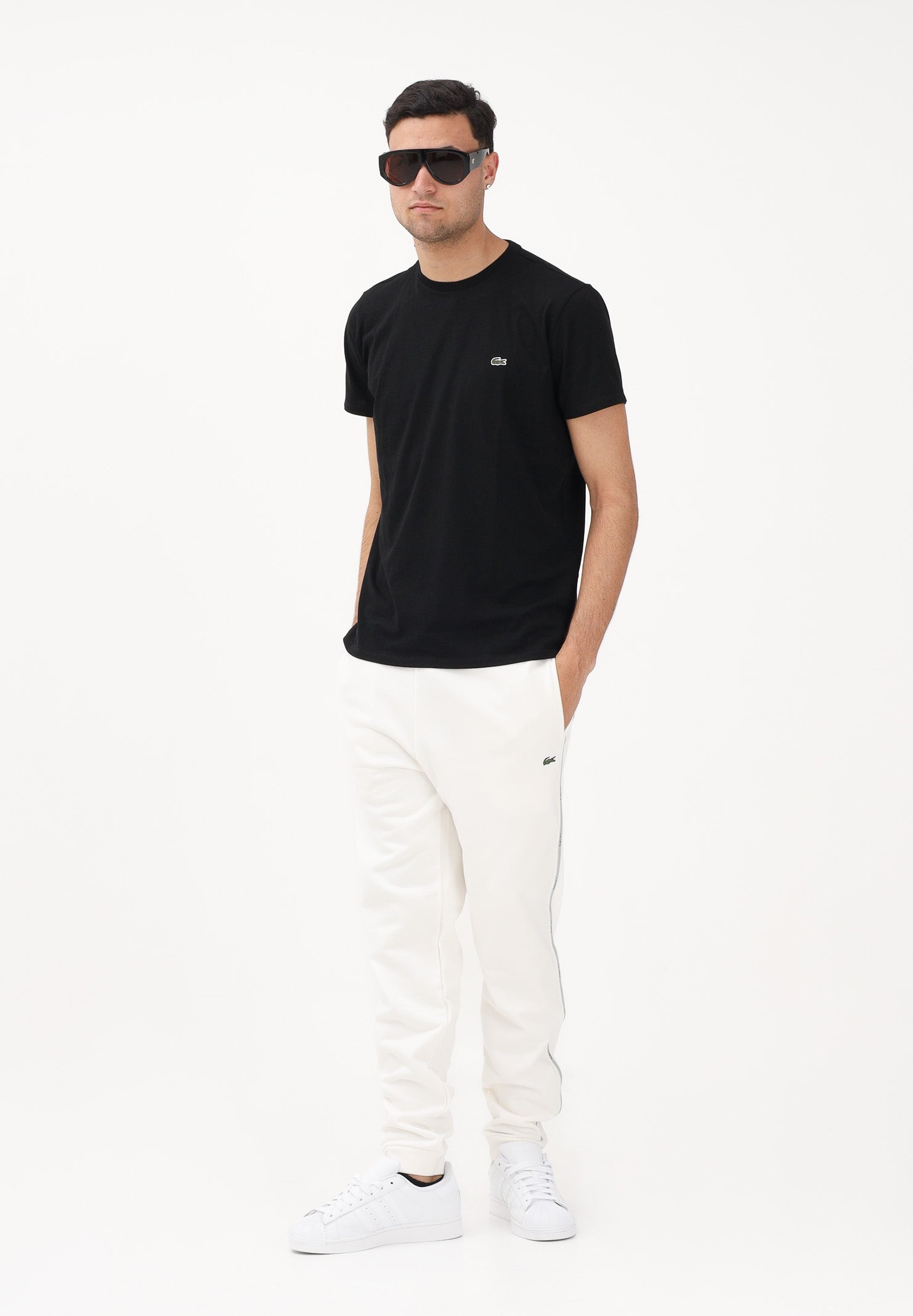 LACOSTE Pantalone sportivo bianco da uomo con rifiniture laterali logate XH0883 70V LACOSTE 