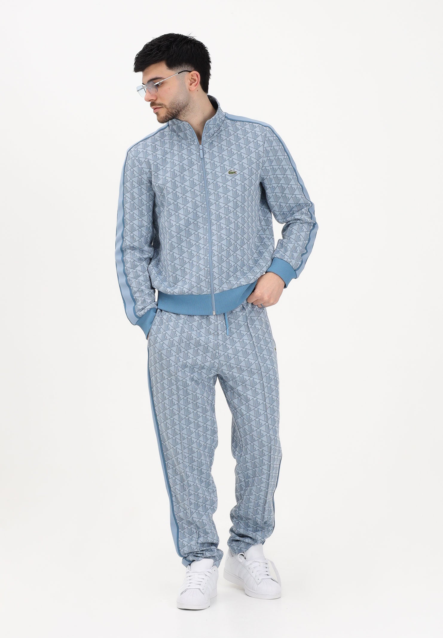 LACOSTE Pantalone sportivo azzurro da uomo con monogramma Paris XH1440 1QI LACOSTE 