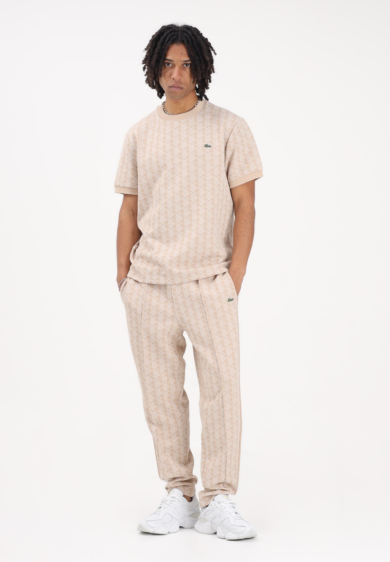 LACOSTE Pantalone sportivo beige da uomo con monogramma Paris XH1440 8GI LACOSTE 